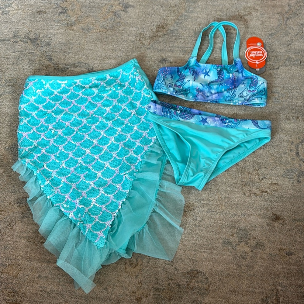 3 piece mermaid swim set NWT 4/5
